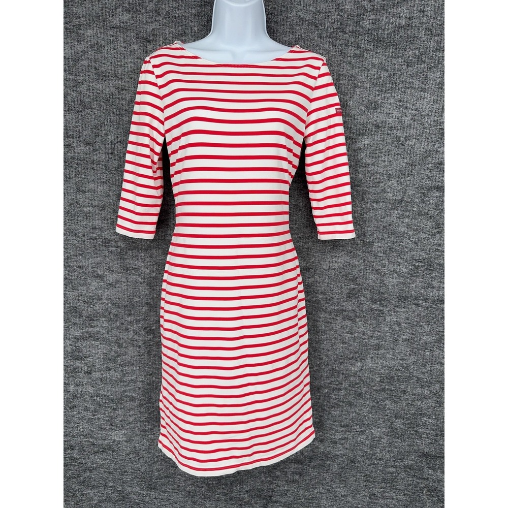 Saint James Dress Womens 8 Red Stripe Boat Neck 3/4 Sleeve Shift Made In France‎